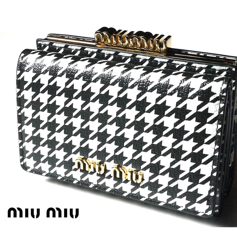 miu クリアランス MiuMiu ミュウミュウ 三つ折り財布 千鳥格子 miu クリアランス MiuMiu ミュウミュウ 三つ折り財布 千鳥格子