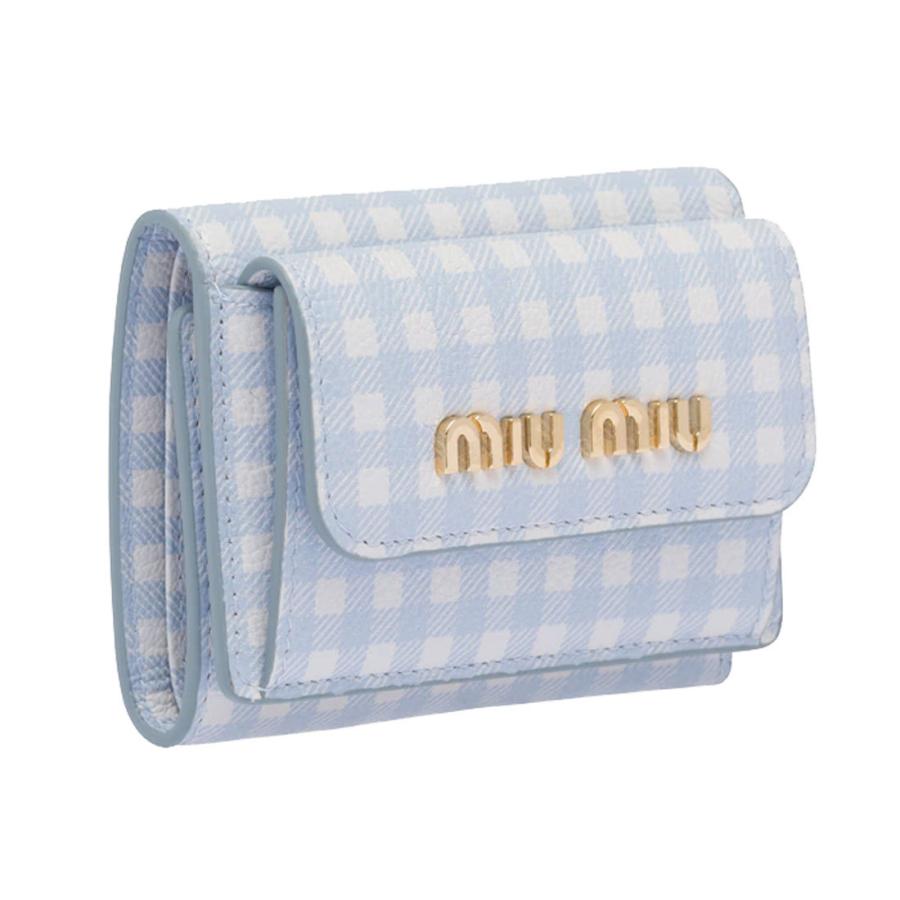 miu miu ミュウミュウ ギンガムチェック 三つ折り財布 ミニ財布 miu MIUMIU ミュウミュウ 三つ折り財布 MADRAS マドラス 5MH021