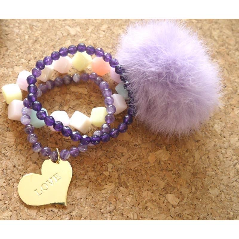 メール便送料無料 OrangeCandy オレンジキャンディー パワーストーンブレスレット ブラジルアメジスト、ドッグティーストアメジスト |  | 01