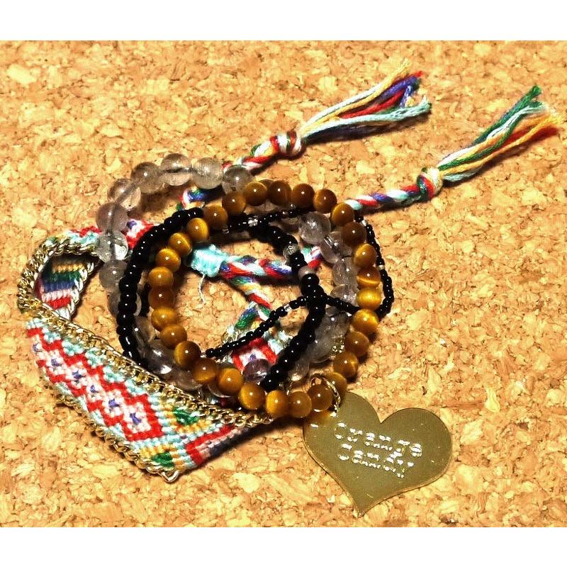 メール便送料無料 OrangeCandy オレンジキャンディー ミサンガ＆パワーストーンブレスレット タイガーアイ、ブラックルチルクォーツ | 