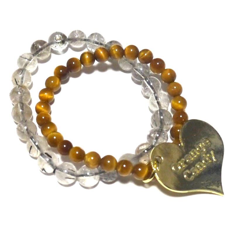 メール便送料無料 OrangeCandy オレンジキャンディー ミサンガ＆パワーストーンブレスレット タイガーアイ、ブラックルチルクォーツ |  | 02