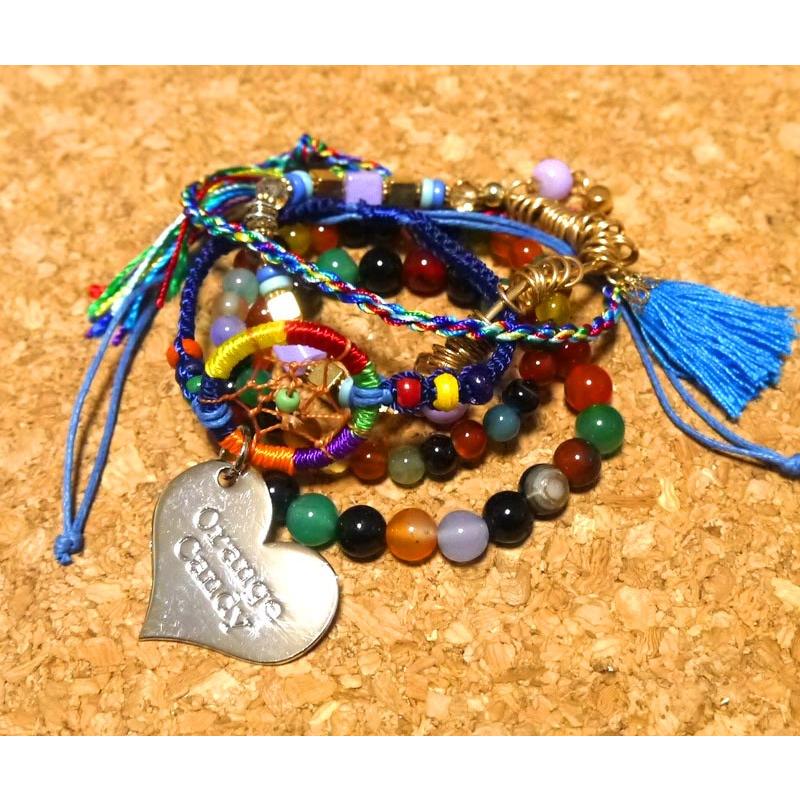 メール便送料無料 OrangeCandy オレンジキャンディー パワーストーンブレスレット マルチカラーアゲート |  | 04