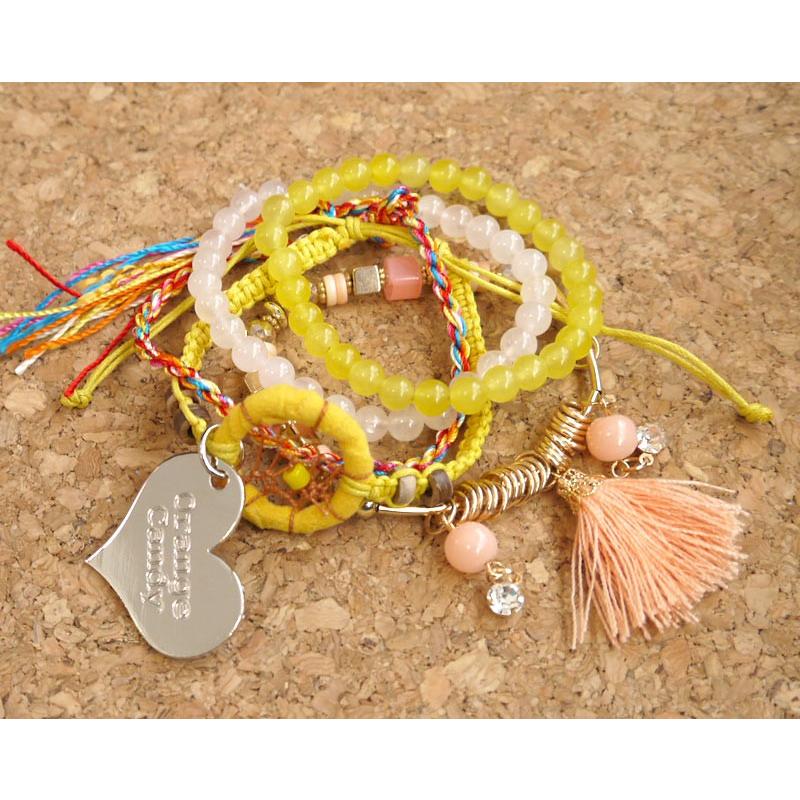 メール便送料無料 OrangeCandy オレンジキャンディー パワーストーンブレスレット ローズクォーツ＆イエロージェイド | 