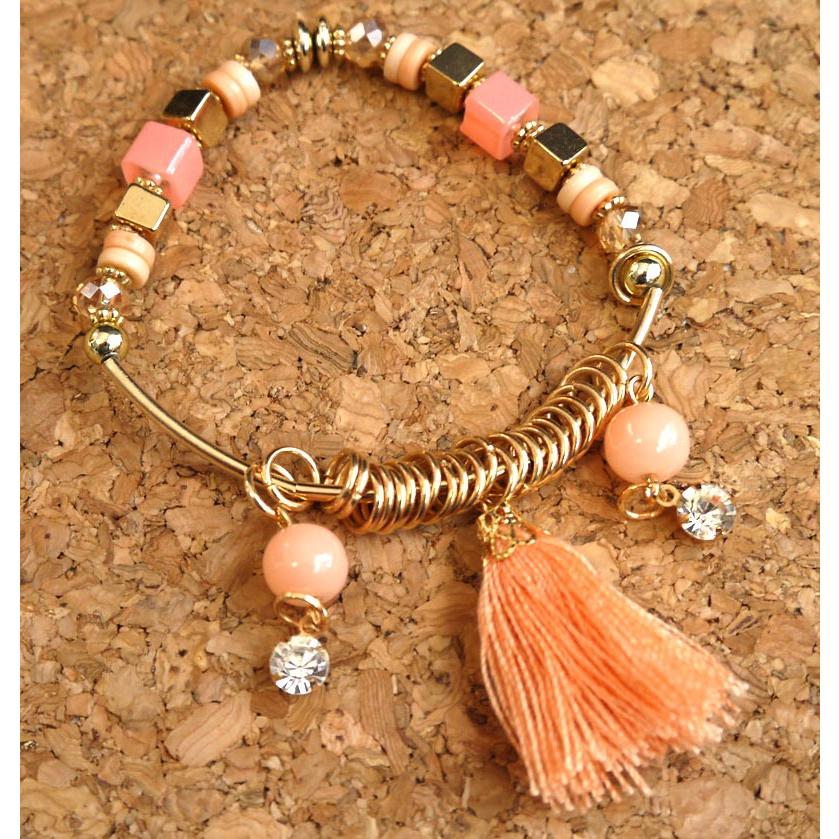 メール便送料無料 OrangeCandy オレンジキャンディー パワーストーンブレスレット ローズクォーツ＆イエロージェイド |  | 02