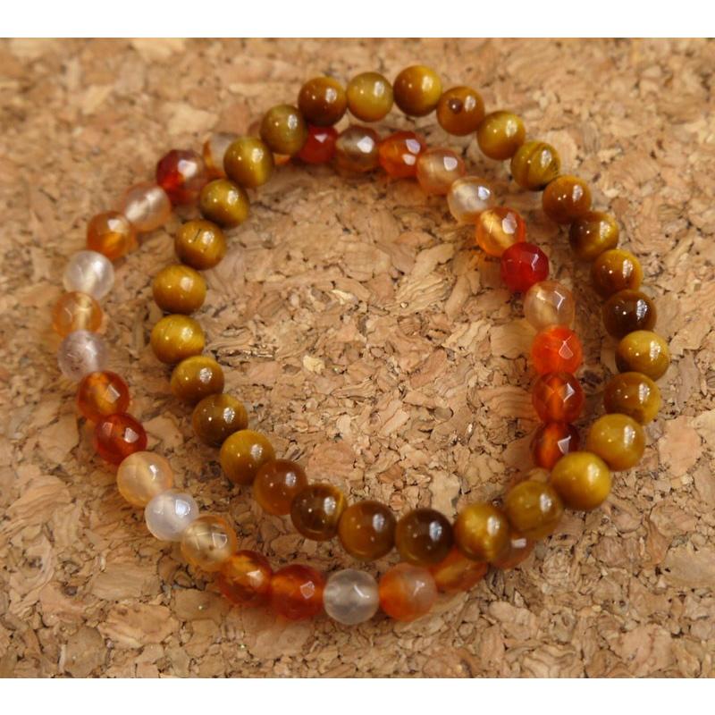 メール便送料無料 OrangeCandy オレンジキャンディー ミンクファー＆パワーストーンブレスレット タイガーアイ＆カーネリアン |  | 01