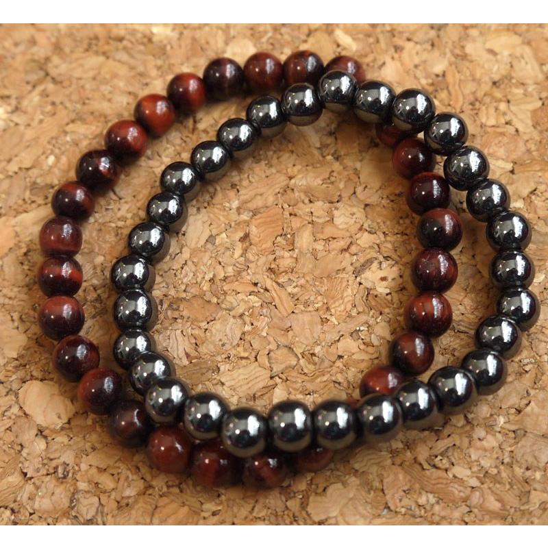 メール便送料無料 OrangeCandy オレンジキャンディー ミンクファー＆パワーストーンブレスレット レッドタイガーアイ＆ヘマタイト |  | 02