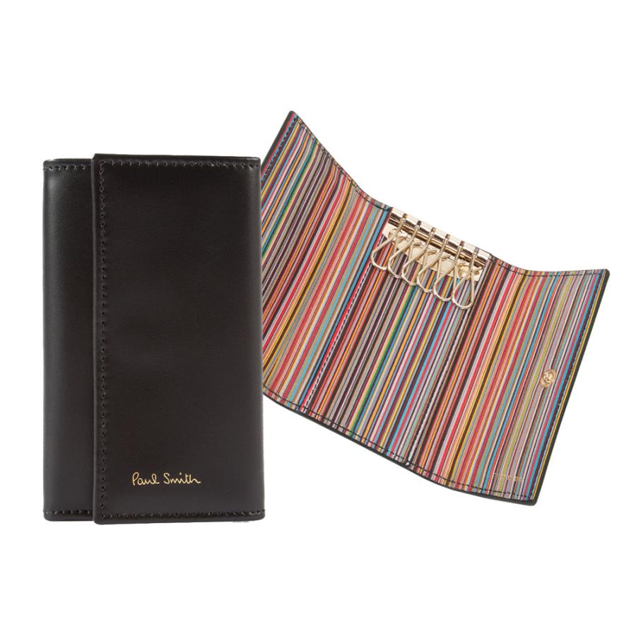 【新品】ポールスミス キーケース レザー ブラック 黒 革 メンズ Paul Smith 【名入れ】Paul ポールスミス キーケース クロップド
