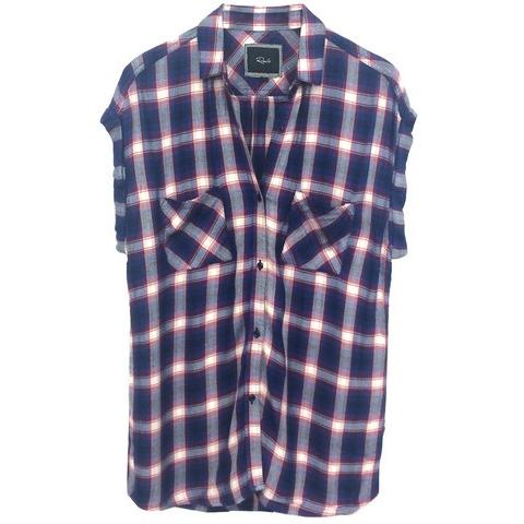 レイルズ Rails Britt チェック柄シャツ ショートスリーブ コバルト×ルビー レディース