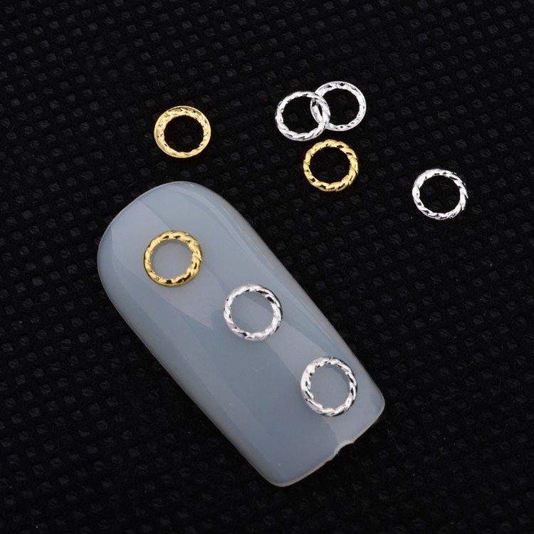 約50個入り ネイルパーツ ツイストリング 丸カン ゴールド シルバー