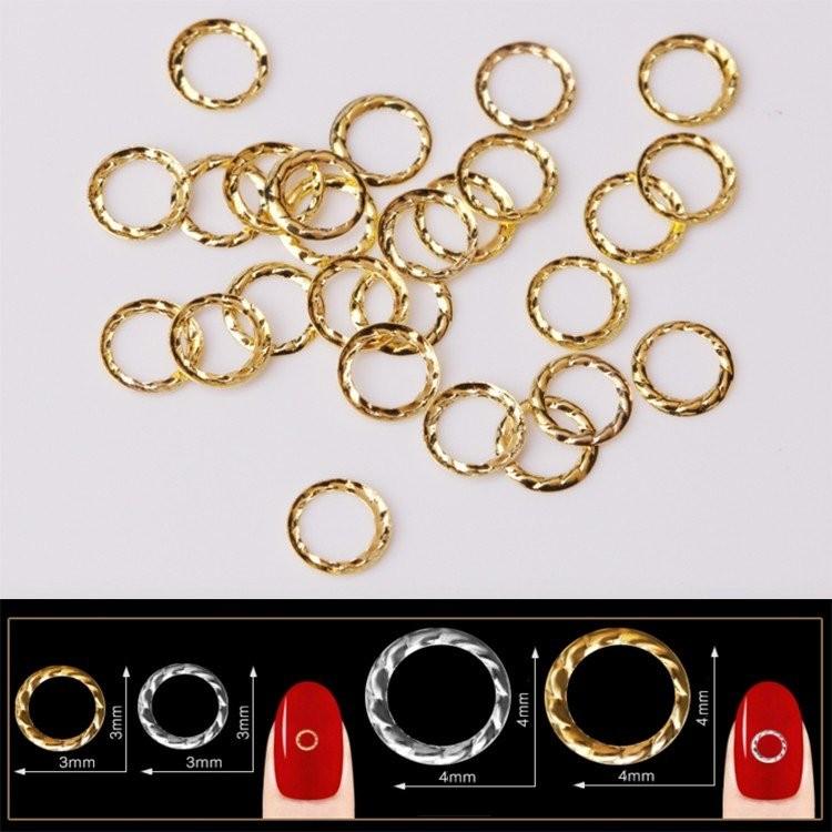 50個入り ネイルパーツ ツイストリング 丸カン ゴールド シルバー
