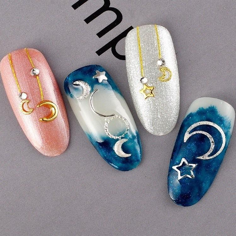 50個入り メタルパーツ 三日月 ムーン 月 ゴールド シルバー ネイル