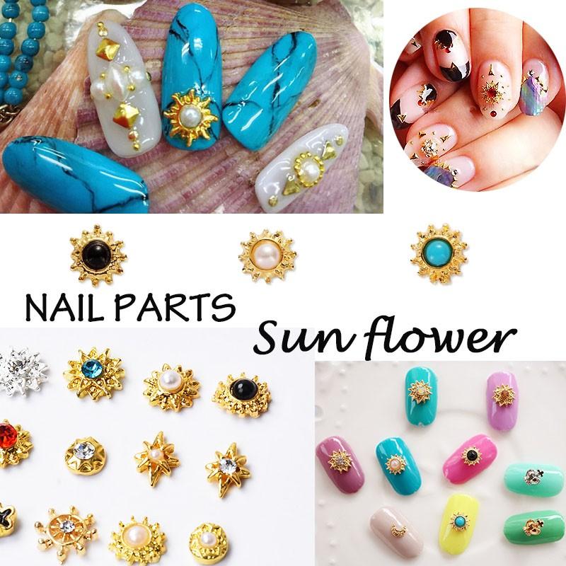 単品 太陽フラワー Sun 花 フラワー メタルパーツ ターコイズ風 コンチョ メタル ゴールド シルバー ネイルパーツ スタッズ Gold Silver アート デコ素材 Coco Nail G6 オレンジcocoヤフー店 通販 Yahoo ショッピング