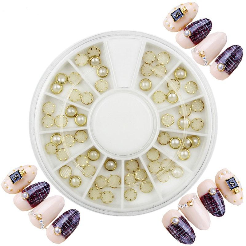 ネイル枠付きパール お得なケースセット ホワイト カラーミックス