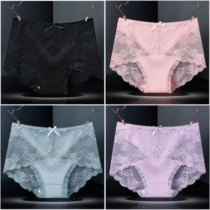 4枚セット レース ショーツ レディース 綿 インナー パンツ 下着 伸縮性 フィット感 セクシー 魅力 リラックス リボン 福袋 |  | 32