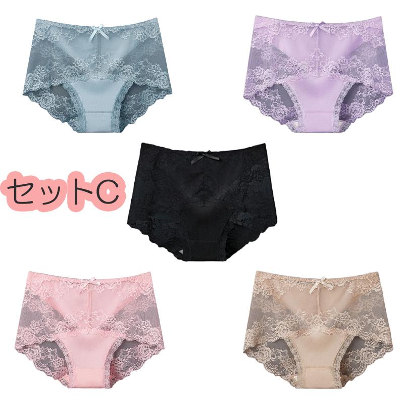 5枚セット レース ショーツ レディース 綿 インナー パンツ 下着 伸縮性 フィット感 セクシー 魅力 リラックス リボン |  | 25