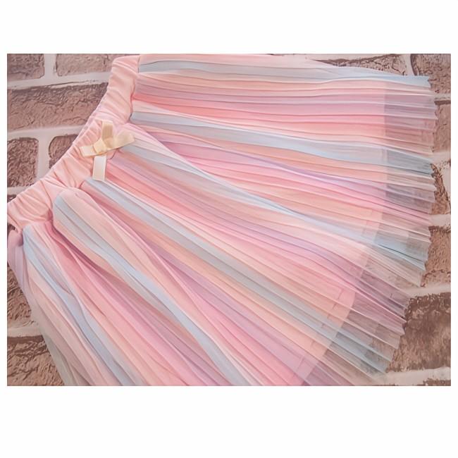 【メール便送料無料】子供服 女の子 レインボーグラデーション チュール スカパン 61552 110/120/130/Pops Lemon/ポップスレモン/ショートパンツ/スカッツ/夏 |  | 03
