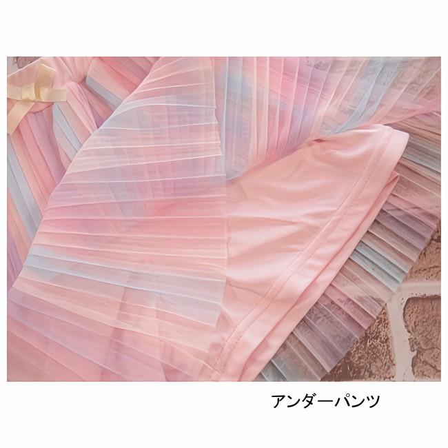 【メール便送料無料】子供服 女の子 レインボーグラデーション チュール スカパン 61552 110/120/130/Pops Lemon/ポップスレモン/ショートパンツ/スカッツ/夏 |  | 05