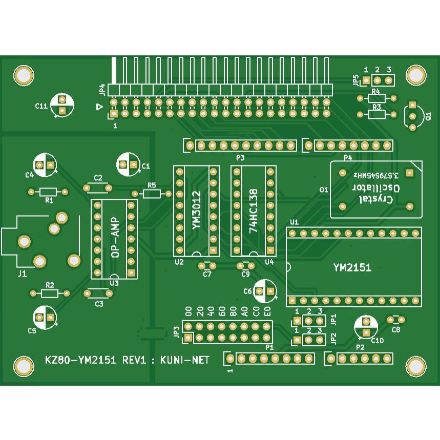 Z80 FM音源 YM2151 ボード (KZ80_YM2151) 専用プリント基板 Z80 FM音源 YM2151 ボード (KZ80_YM2151) 専用プリント基板