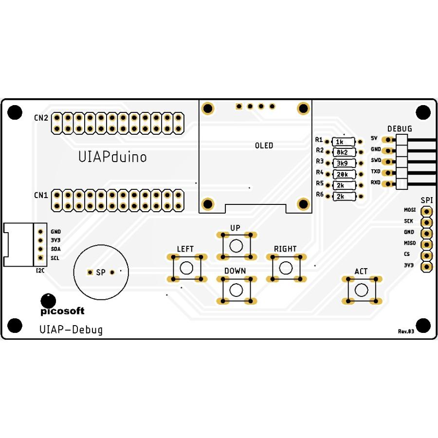 UIAPduino開発支援ボード専用プリント基板(白) : オレンジピコショップ