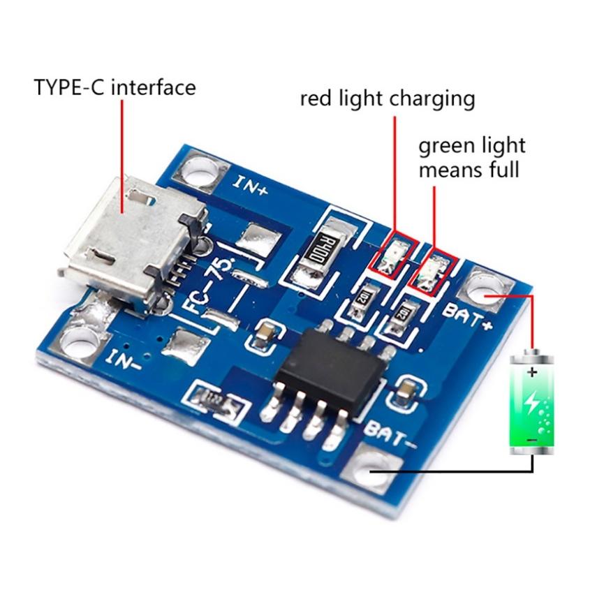 リチウムイオン電池18650用充電基板(type-c USB) : オレンジピコ