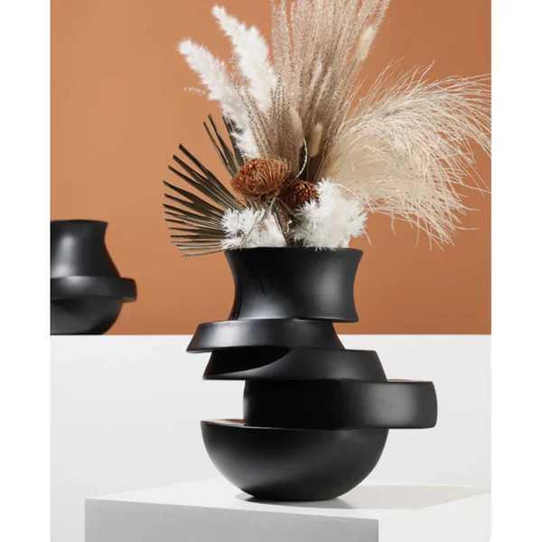 抽象的な幾何学的な黒と白のラミネートベース、樹脂アートの花瓶、花の配置アクセサリー、家の装飾｜orangestore888｜03