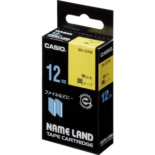 【SALE価格】カシオ ネームランド用テープカートリッジ 粘着タイプ 12mm ( XR-12YW (キイロジニ クロ) ) カシオ計算機(株) | 