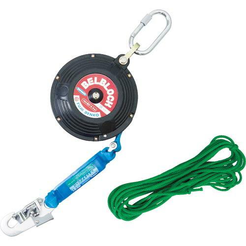 TSUYORON ベルト巻取式墜落防止器具 ベルブロック ショックアブソーバ付き ベルト幅18mm×長さ8m BB-80(引寄せロープ付) ( BB-80-BX ) | 