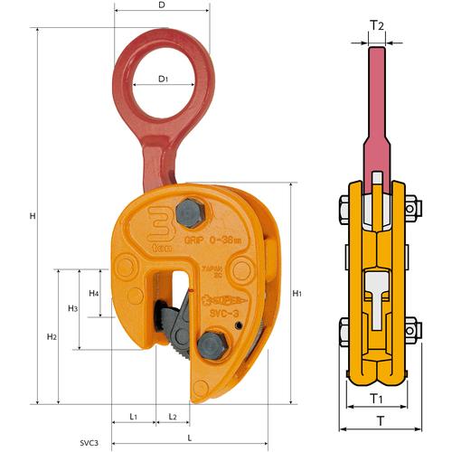 スーパー ( スーパーツール ) タテ吊りクランプ （解放ストッパー式） 基本使用荷重１ｔ ( SVC1 )の画像