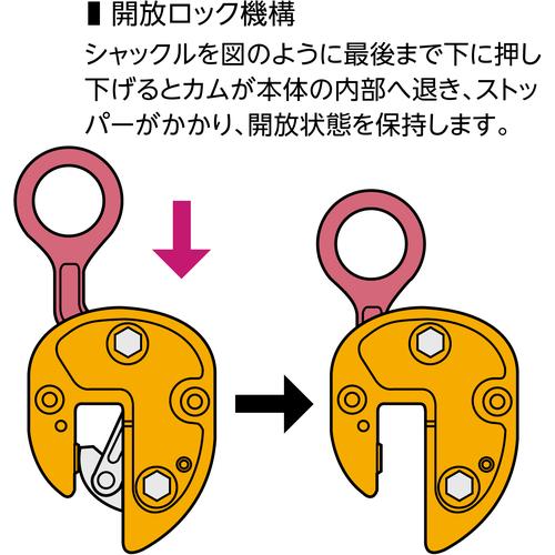 スーパー ( スーパーツール ) タテ吊りクランプ （解放ストッパー式） 基本使用荷重１ｔ ( SVC1 )の画像