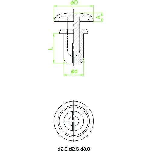 TRUSCO プッシュリベット 板厚0.6~1.2mm 穴径2.1Φ 長さ2.4 白 50個入 ( TPR2024-W ) |  | 01