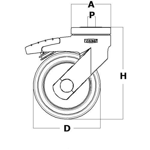 【SALE価格】テンテキャスター 樹脂キャスター"LEVINA"(エラストマー車輪) φ125 自在式(トータルロック付) ( 5377PJP125P30-13 ) |  | 01