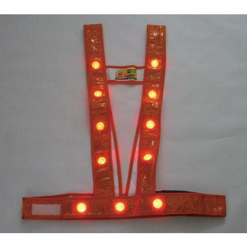 ミズケイ LEDタスキ型安全ベスト「光るんです」<オレンジ/赤LED> ( 3020011 ) | 