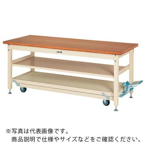 ヤマテック ワークテーブル ペダル移動タイプ 中間棚付 ニス仕上げ積層天板 W1800×D750×H922mm ヤマテックアイボリー ( SXNP-1875S2-NI ) (メーカー取寄)