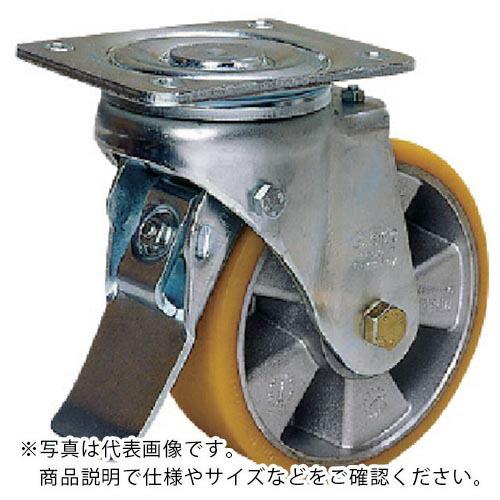 シシク 重荷重用キャスター 100径 自在ストッパー付 ウレタン車輪 ( LH-ALTH101K-1-ST )