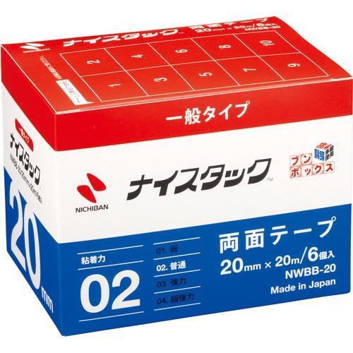 ニチバン 両面テープ ナイスタック  20mmX20m(大巻6巻入)  ( NWBB-20 ) | 