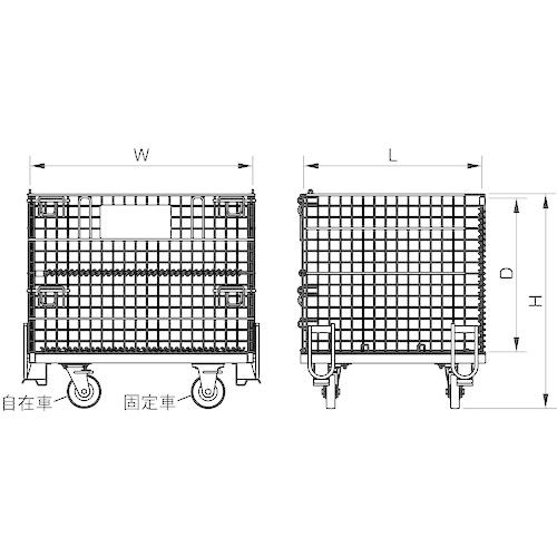 １２３ ( 伊藤製作所 )　吊上げ式かご型パレット　Ｓ型キャスター付 ( PM-SPC ) (メーカー取寄)_5