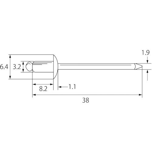 エビ ブラインドリベット(スティール/スティール製) 4-3(1000本入) 箱入 ( NS43 ) (株)ロブテックス |  | 02
