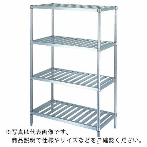シンコー　ステンレスラック（スノコ棚タイプ）４段　ＲＳＮ４型　ＳＵＳ３０４　７３８×５８８×１８００ ( RSN4-7560 (SUS304) ) (メーカー取寄)
