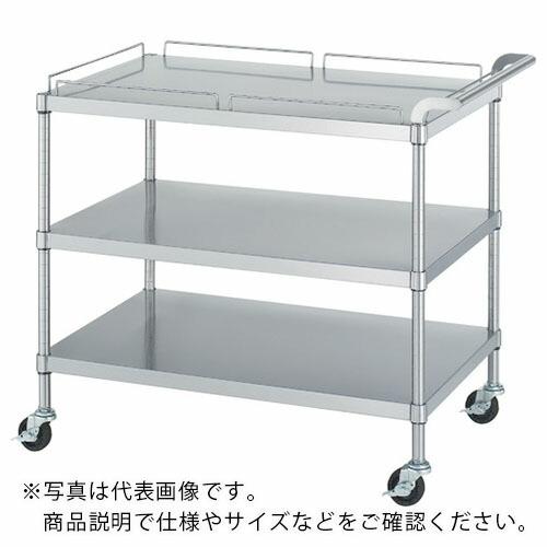 シンコー ステンレスワゴン(SUS430・ガード付)天地3段タイプ ガード:天板のみ φ75導電ゴム車 600×450×800 ( M12-6045-800-RE75_SH ) (メーカー取寄)
