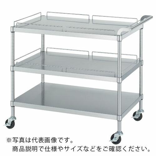 シンコー ステンレスワゴン(SUS430・ガード付)天地3段タイプ ガード:2段分 φ75導電ゴム車 750×450×800 ( M21-7545-800-RE75_SH ) (メーカー取寄)