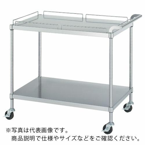 シンコー ステンレスワゴン(SUS304・ガード付)天地2段タイプ ガード:天板のみ φ75導電ゴム車 750×600×800 ( MN11-7560-800-RE75_SH ) (メーカー取寄)