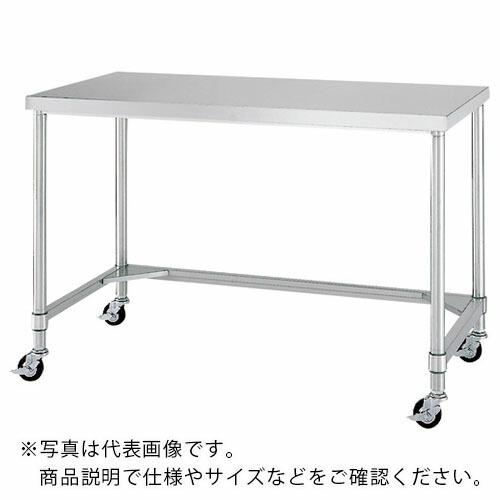 シンコー　ステンレス（ＳＵＳ３０４）作業台三方枠キャスター付　φ１００ゴム車 １５００×４５０×８００ ( WTNC-15045-R100 ) (メーカー取寄)