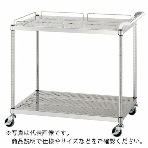シンコー ステンレスワゴン(SUS430) 天地2段タイプ パンチング棚 ガード付1段ガード無1段 φ75ウレタン車 750×600×800 ( PM11-7560-U75 ) (メーカー取寄)