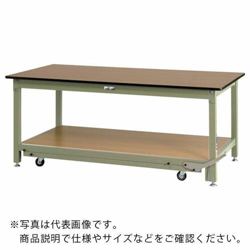 ヤマテック ( 山金工業 )　中量作業台　ワークテーブル　ペダル移動タイプ　Ｗ１８００×Ｄ９００×Ｈ７２８ｍｍ　木目柄／ヤマテックグリーン ( SVMF-1890-MG )
