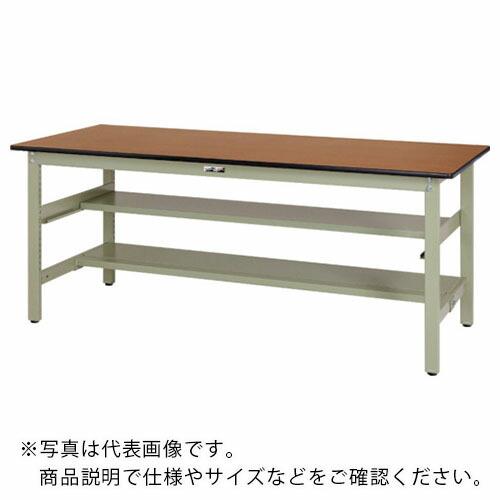 ヤマテック ワークテーブル300シリーズ固定式中間棚・半面棚板付1500×600×H740 ( SWP-1560TS1-MG )