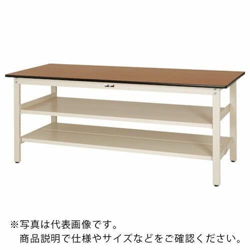 ヤマテック ワークテーブル300シリーズ固定式中間棚・全面棚板付1500×750×H740 ( SWP-1575TTS2-MI )