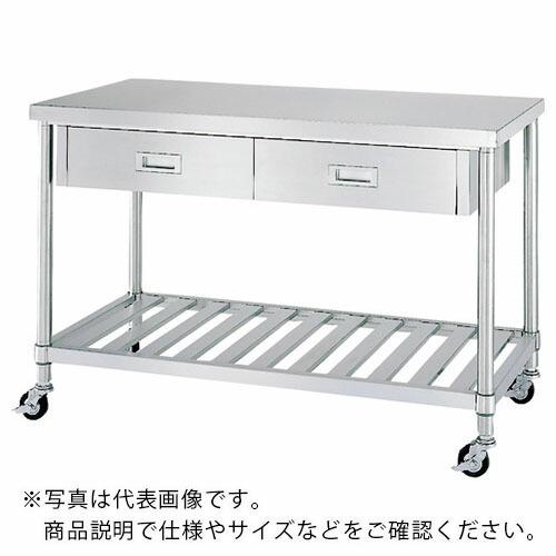 シンコー ステンレス(SUS430)作業台片面引出付スノコ板棚キャスター付 φ100ウレタン車 900×750×800 ( WDSC-9075-U100 ) (メーカー取寄)