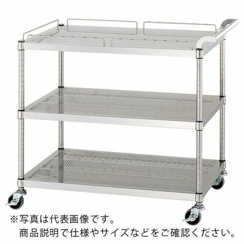 シンコー ステンレスワゴン(SUS430) 天地3段タイプ パンチング棚 ガード付1段ガード無2段 φ75ウレタン車 750×450×800 ( PM12-7545-U75 ) (メーカー取寄)