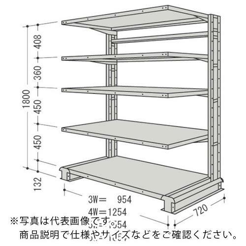 NF スチール製軽中量ボルトレス棚 キャンチラック単式増結1連 間口1254×奥行720×高さ1800mm 5段 ( CR64L-S5B ) (メーカー取寄)