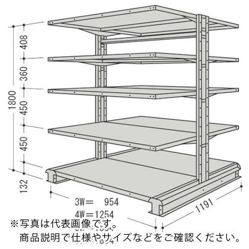 NF スチール製軽中量ボルトレス棚 キャンチラック複式増結1連 間口1554×奥行1191×高さ1800mm 5段 ( CR65L-W5B )